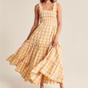 Abercrombie lined yellow check dress